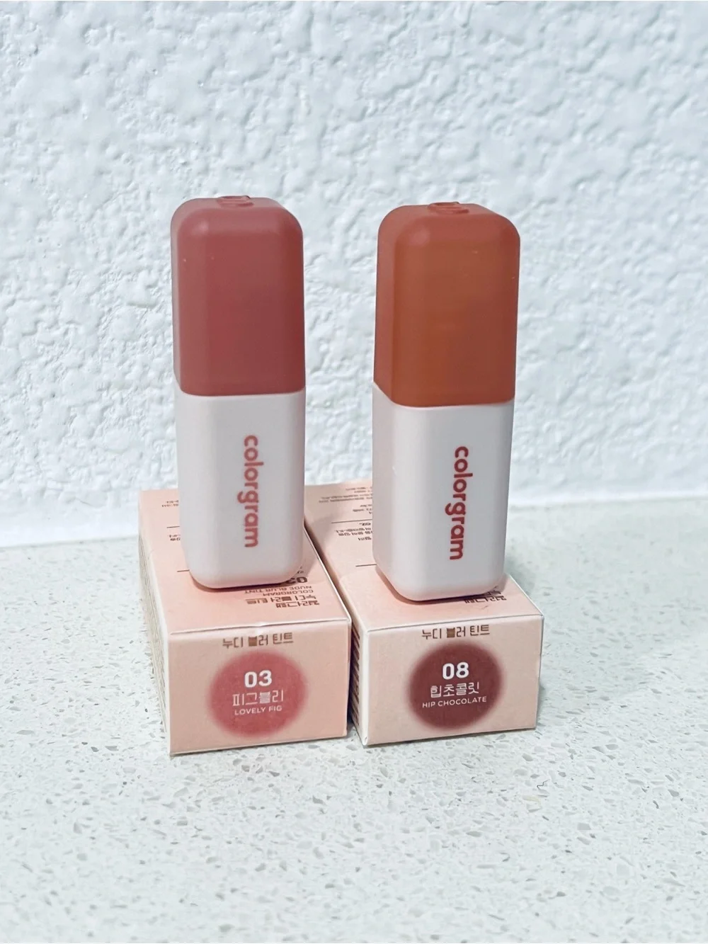 TWO ColorGram Nude Blur Lipstick Shades Lovely Fig (03) & Hip Chocolate (08)